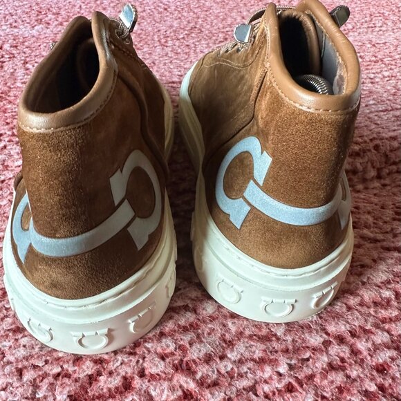 Salvatore Ferragamo Brown Suede Angel Mid-Top Sneakers Size 7M - Picture 2 of 6